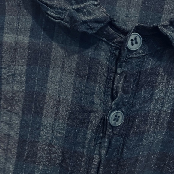 CP Shades Cotton Silk Plaid Blue Blouse Size Medium - Picture 5 of 13